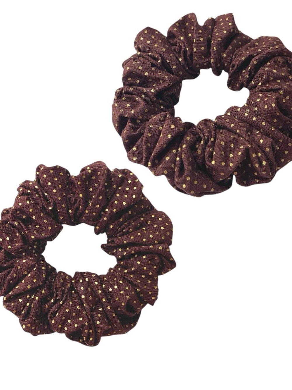 Floral and Polka Dot Scrunchie Set - Brown, Orange, Cream - Picture 5 of 8